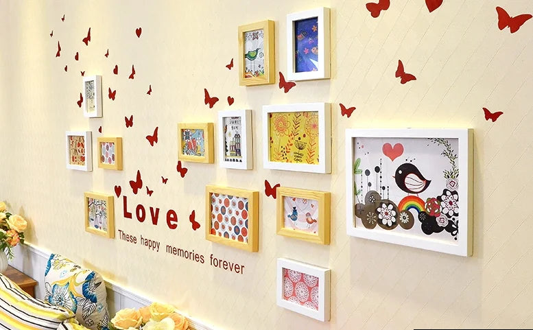 New DIY Photo Frames Design With Wall Sticker For Home Decoration.