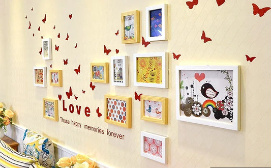 New DIY Photo Frames Design With Wall Sticker For Home Decoration.