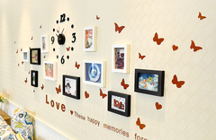 Wall Clock With Unique Photo Frame &amp; Wall Sticker