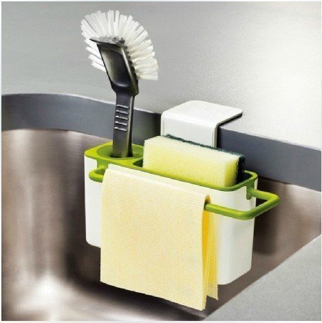 Self-Draining Sink Organizer for Brushes, Sponges & Cleaning Cloths, Kitchen Sink Draining Organizer Rack