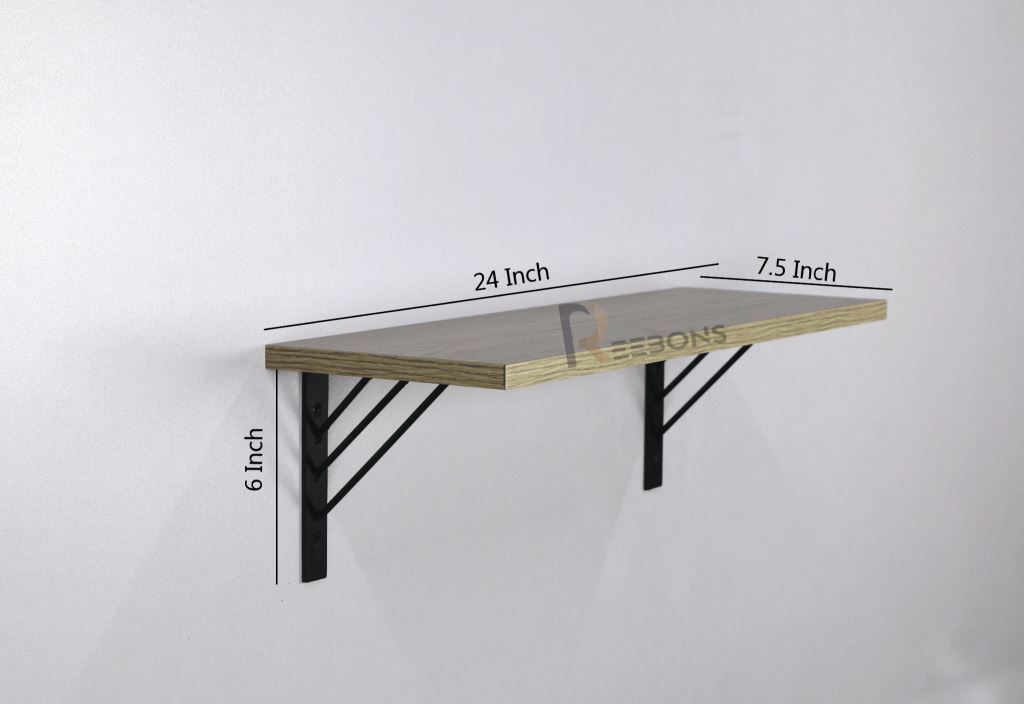 Wall Shelves & Book Shelfs With Matte Black Metal Brackets For Home Wall Decor.