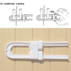 Set of 2 U-Shape Child Safety Locks Secure Cabinets, Drawers & Doors Locks.