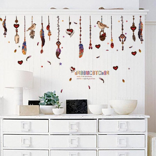 DIY Feather pendant Wall Sticker SK-9177 Colorful Hanging Feathers Wall Paper Self Adhesive Removeable Wall Decor
