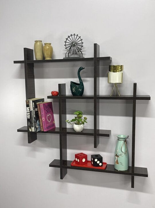 Interlocked Square Floating Wall Shelf Open Display Storage Rack Shelves for Bedrooms, Offices, Living-Room.