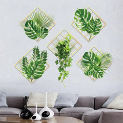 3D Green Ivy Wall Sticker Lifelike Self-Adhesive Plant Design for Living Room & Drawing Room.