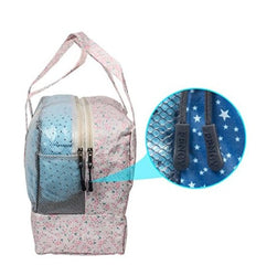 Floral Print Mesh Travel Duffel Bag with Zipper Closure