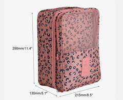 Pink Leopard Print Portable Travel Packing Cube Luggage Organizer Bag