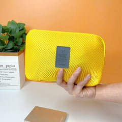 Yellow Waterproof Travel Organizer Pouch Bag For Electronics And Accessories