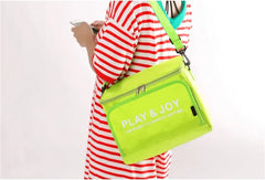 Green Play & Joy Slogan Print Casual Travel Shoulder Bag