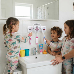 Cute Cartoon Tooth Shaped 3 Slots Wall Mounted Toothbrush Holder