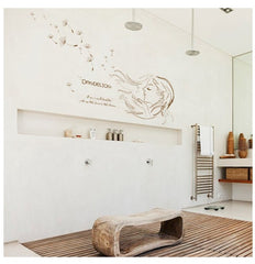 Botanical Woman Face Dandelion Removable Vinyl Wall Sticker Decal