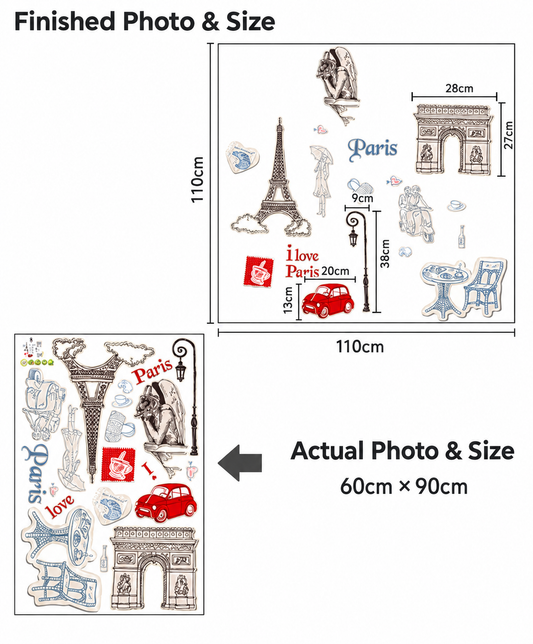 Paris Themed Wall Sticker Sheet Removable Peel and Stick Decor