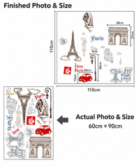 Paris Themed Wall Sticker Sheet Removable Peel and Stick Decor