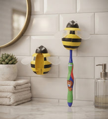 Cute Little Bee Cartoon Wall Mounted Plastic Toothbrush Holder Storage