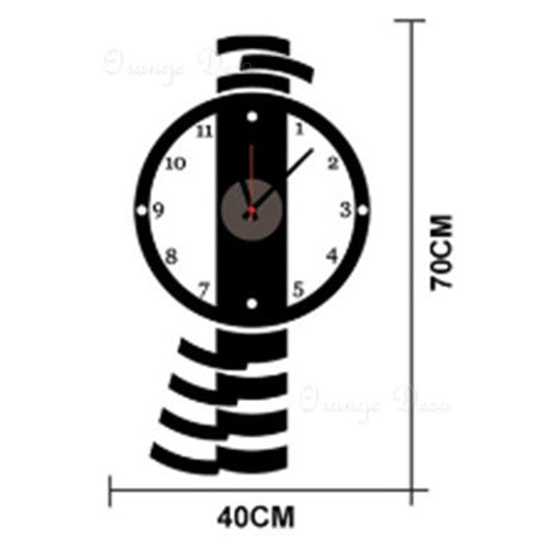 Black Clock Sticker Unique Design Wall Clock For Home Decor.