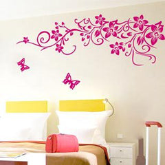 Red Flower Branches Wall Sticker For Home Decoration.