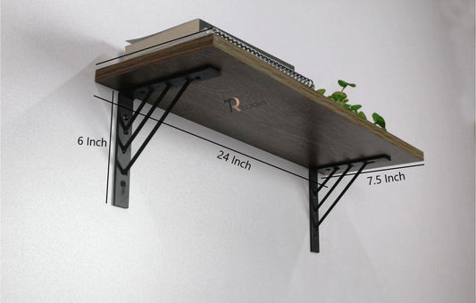 Wall Shelves & Book Shelfs With Matte Black Metal Brackets For Home Wall Decor.
