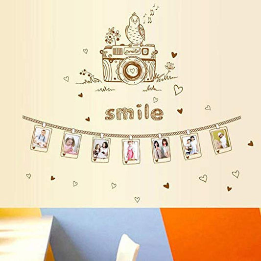 Creative Smile Camera Photo Frame Wall Sticker Decor With Hearts