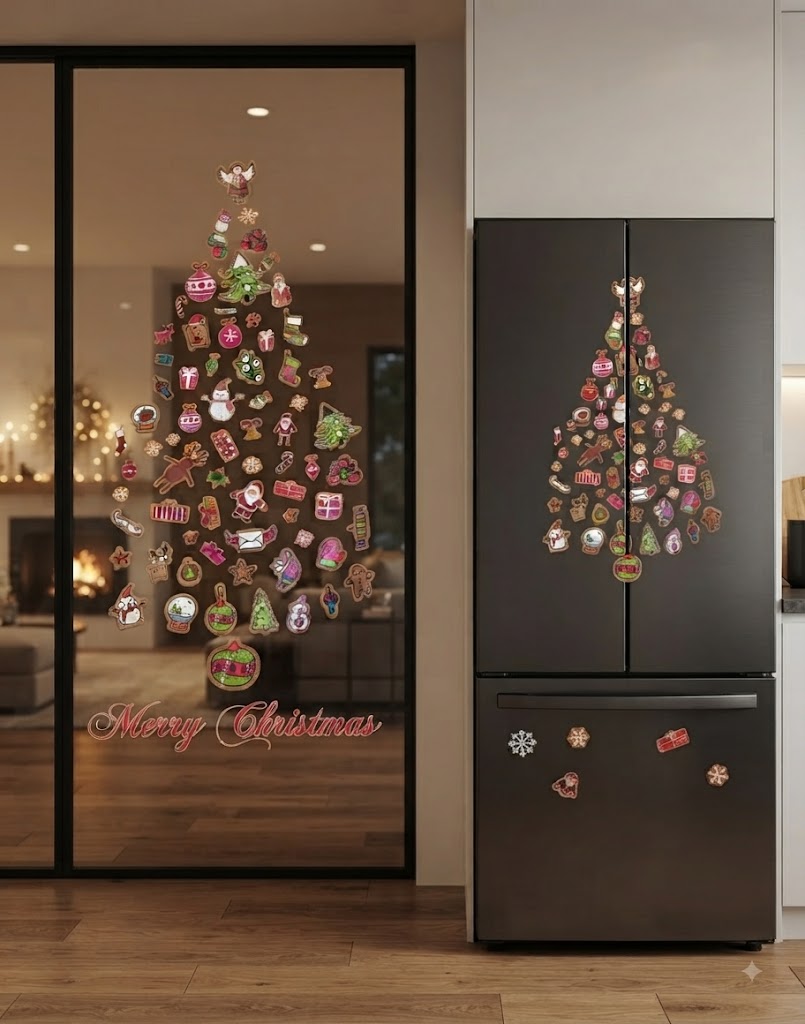 Festive Christmas Tree Santa Snowman Vinyl Wall Sticker Decal