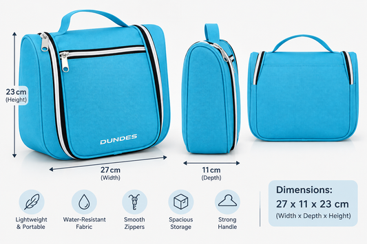 Dundes Blue Hanging Travel Toiletry Organizer Makeup Cosmetic Bag