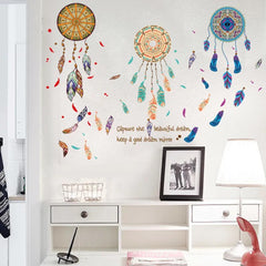 Boho Dreamcatcher Feather Wall Decal Sticker Living Room Home Decor