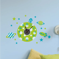 Creative Kids Space Theme Wall Sticker Clock With Stars Decals