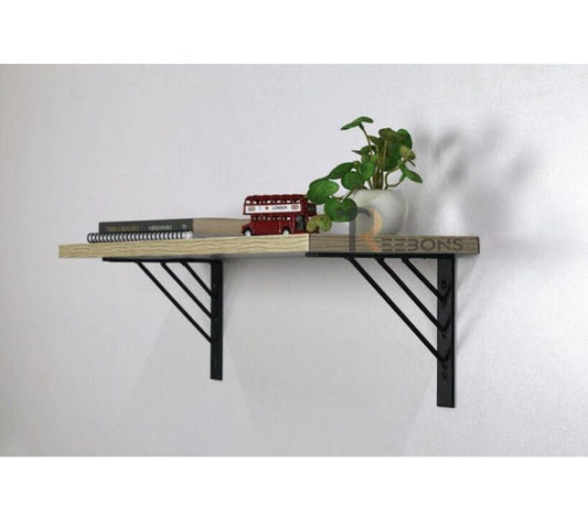 Wall Shelves & Book Shelfs With Matte Black Metal Brackets For Home Wall Decor.