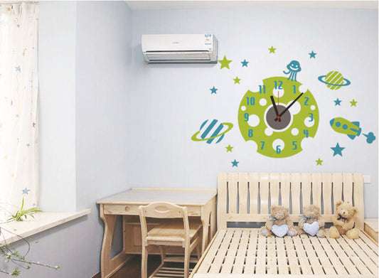 Green Wall Clock Beautiful Sticker Wall Clock For Home Decor.
