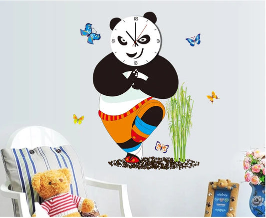 Modern Wall Clock Design Kungfu Panda Sticker Clock For Home Decoration.