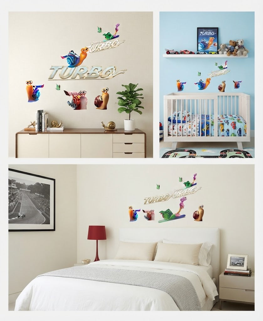 DreamWorks Turbo Movie Characters Removable Vinyl Wall Sticker Decal Sheet