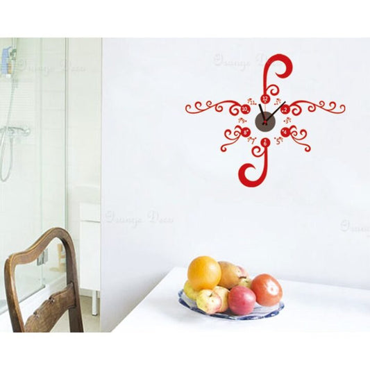 Red Branches Clock Modern Design Graceful Wall Clock For Home.