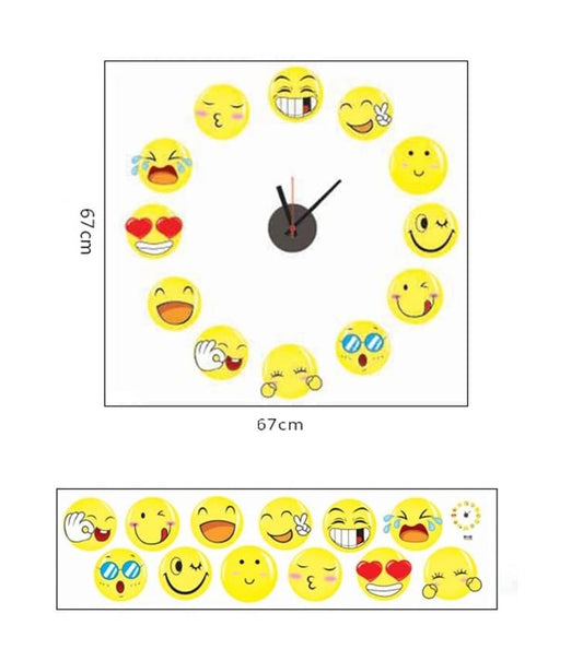Emoji Wall Clock New Design Cute Clock Wall Sticker For Home.