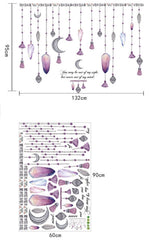 Bohemian Purple Crystal Moon Hanging Beads Wall Decal Sticker