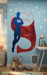 Super Man Wall Sticker Cartoon Wall Paper For Boys Room Super Hero PVC Removeable Wall Decor