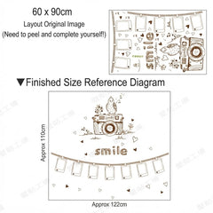 Creative Smile Camera Photo Frame Wall Sticker Decor With Hearts