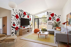 Red Rose Flower Tree Branch Quote DIY Wall Sticker Decal