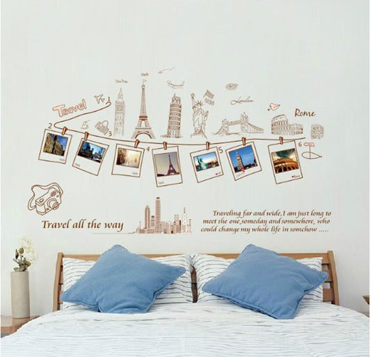World Travel Landmarks and Photo Frames Wall Decal