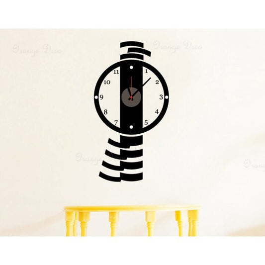 Black Clock Sticker Unique Design Wall Clock For Home Decor.