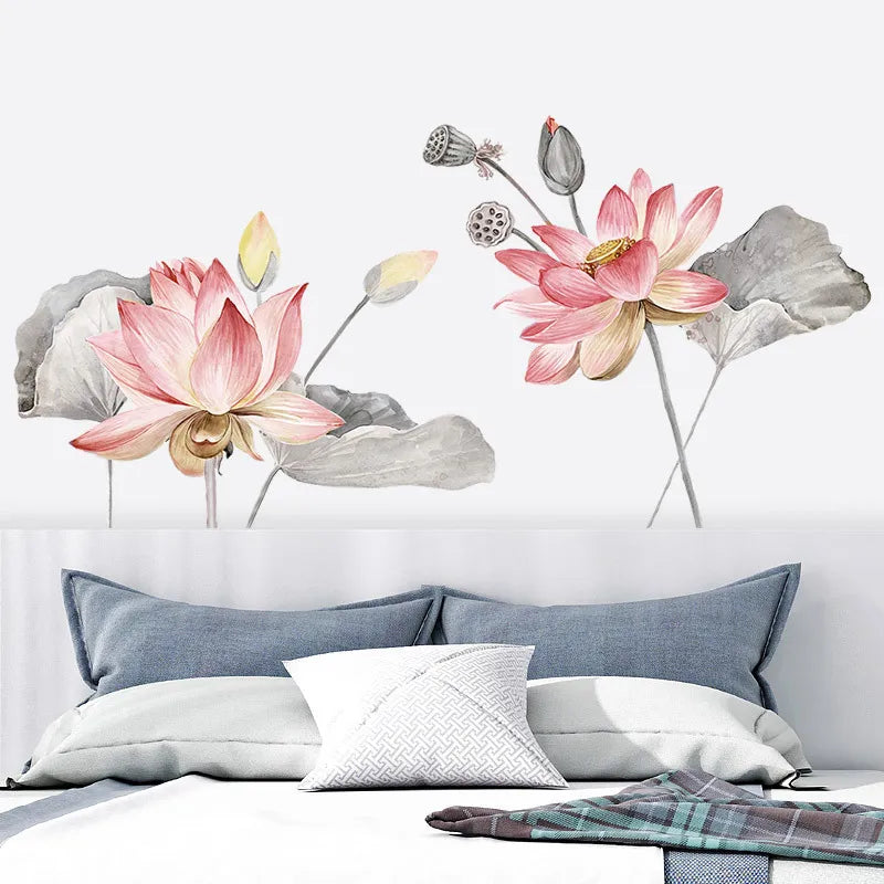 Peach Floral Wall Sticker Waterproof Self-Adhesive PVC Wall Sticker For Home Decor.