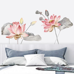 Peach Floral Wall Sticker Waterproof Self-Adhesive PVC Wall Sticker For Home Decor.