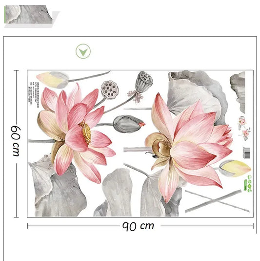Peach Floral Wall Sticker Waterproof Self-Adhesive PVC Wall Sticker For Home Decor.
