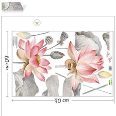 Peach Floral Wall Sticker Waterproof Self-Adhesive PVC Wall Sticker For Home Decor.