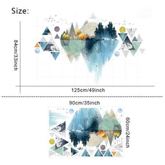 Geometric Triangle Mountains & Planets Wall Sticker Dreamy Removable Design for Living Room & Lobby.