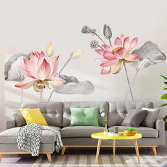 Peach Floral Wall Sticker Waterproof Self-Adhesive PVC Wall Sticker For Home Decor.