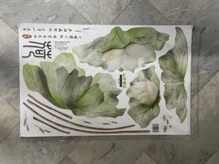 3D Green Lotus Wall Sticker Elegant Self-Adhesive Floral Art for Living Room & Drawing Room.