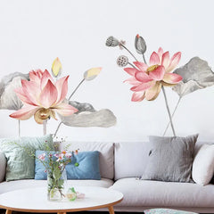 Peach Floral Wall Sticker Waterproof Self-Adhesive PVC Wall Sticker For Home Decor.