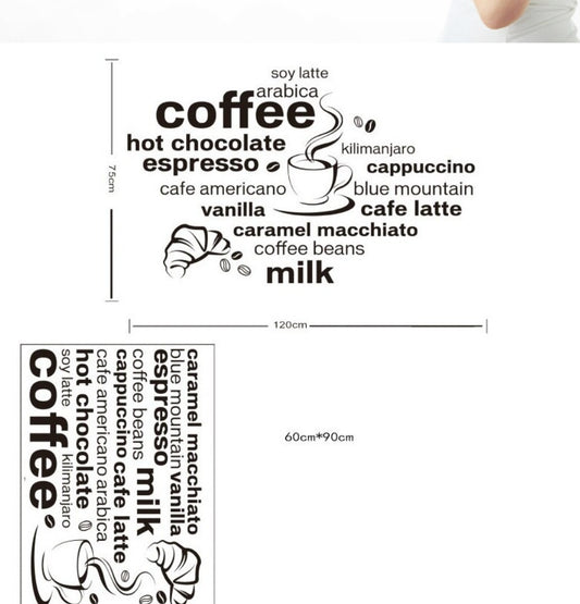 Coffee Menu Typography and Cup Wall Decal