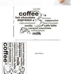 Coffee Menu Typography and Cup Wall Decal