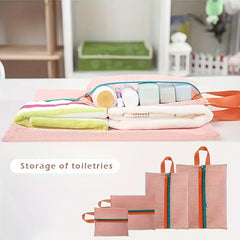 Multi-Size Mesh Travel Pouch Set With Handle Zipper Bags