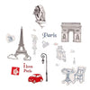Paris Themed Wall Sticker Sheet Removable Peel and Stick Decor